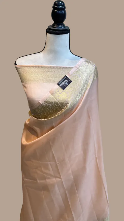 Handcrafted Katan Silk Saree with Traditional Jacquard Border Detailing